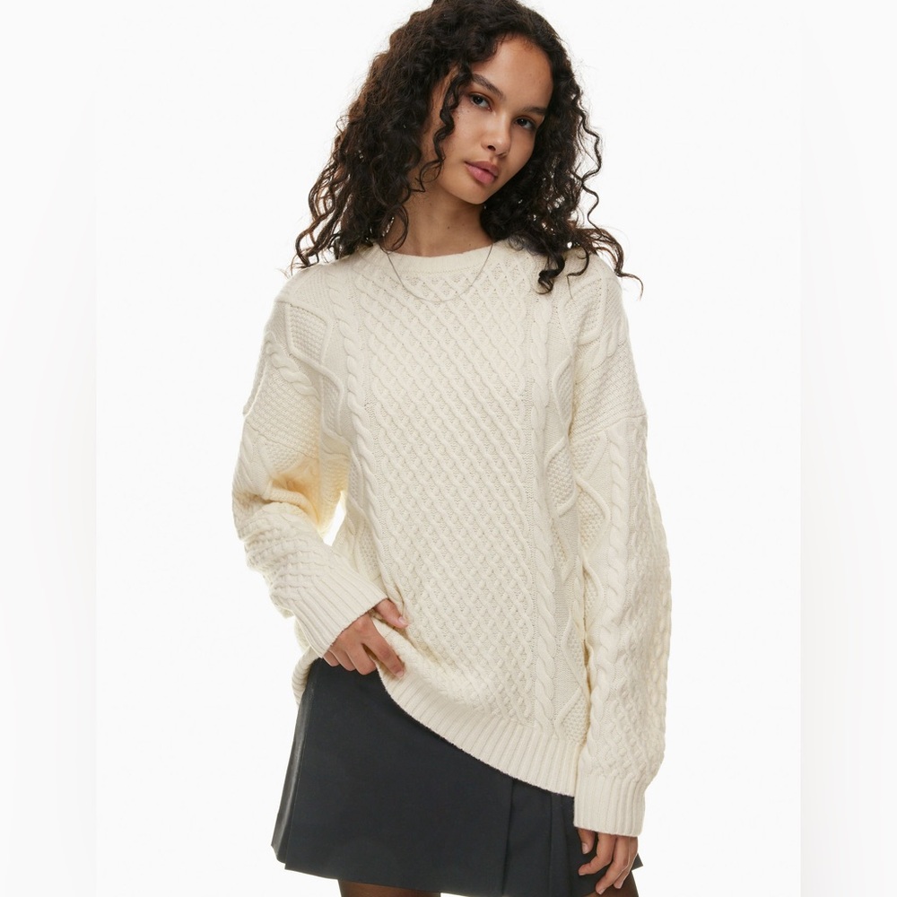 SOLD Aritzia Sunday best Peggy sweater major cable in whisper white